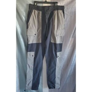 PacSun Mens Colorblock Nylon Cargo‎ Jogger Pants Black Grey Techwear Utility
M